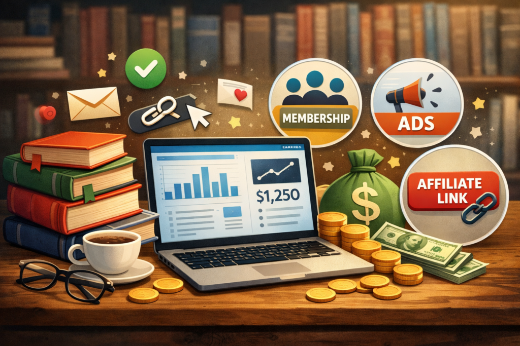 Edebiyat sitesi gelir modeli: reklam, abonelik ve affiliate linklerle internetten para kazanma